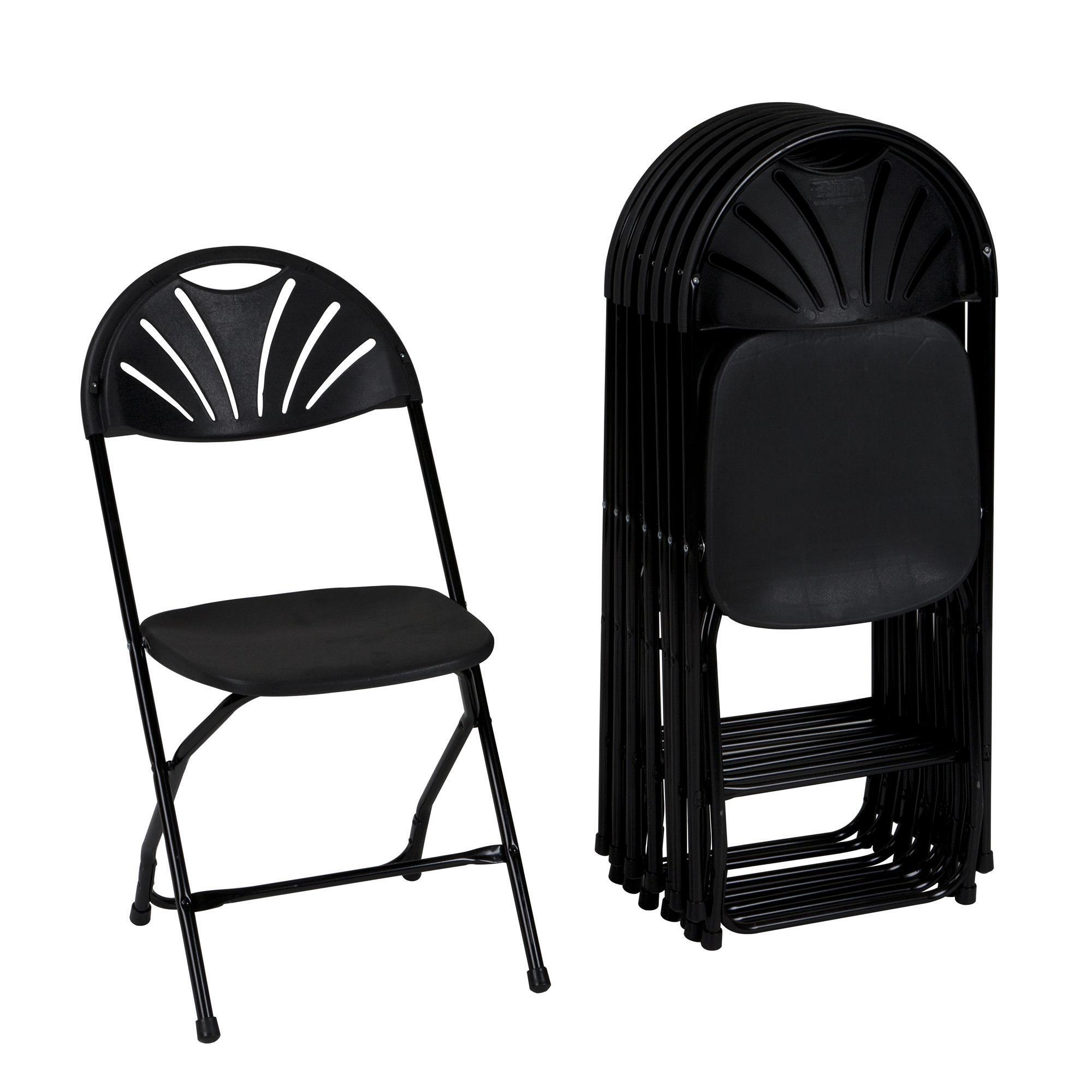 ZOWN Fan Back Stacking, Folding Chair, 8-Pk, Black,  Model# 60542BLK8E